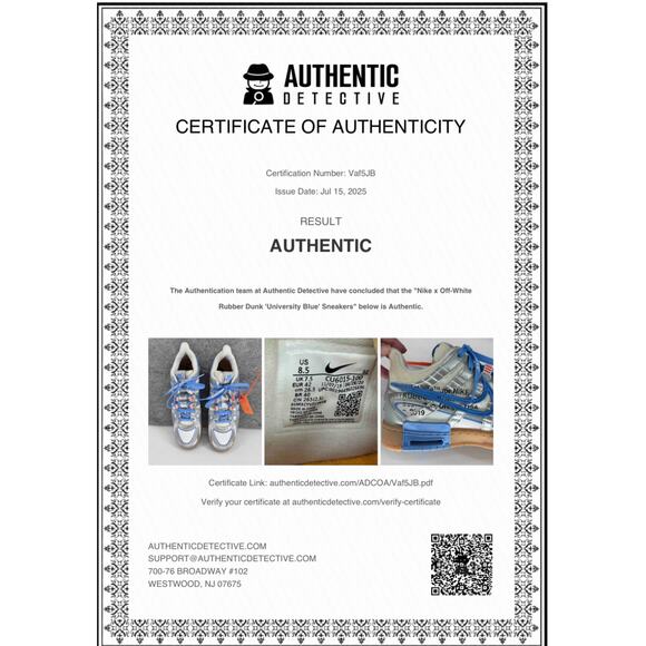 Nike X Off-White Air Rubber Dunk "University Blue" sneakers Mens 8.5 Authentic - Picture 14 of 14